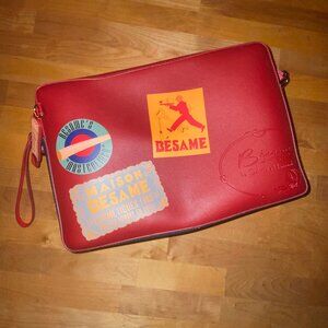 Besame Cosmetics Limited Edition Deep Red Messenger Travel Shoulder Bag, NWOT